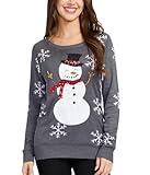 Tipsy Elves Women's Gray Sequin Snowman Christmas Sweater Size Large