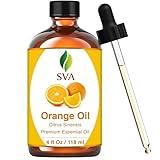 SVA Orange Essential Oil – 4 Fl Oz – 100% Natural Orange Oil - for Diffuser, Hair Care, Face, Skin Care, Aromatherapy, Scalp and Body Massage, Soap and Candle Making - with Dropper