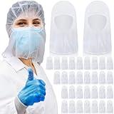 Yahenda 100 Pcs Disposable Hair Nets,Bouffant Hoods, Full Face Beard Hair Net for Food Service Workers, Lab, Cooking