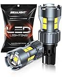 SEALIGHT 921 LED Bulb Reverse Light, W16W 906 912 921 Bulbs 600% Brighter Super Bright Reverse Light Bulb with Projector Replacement for T15 Backup Lights, 6000K White Pack of 2