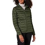 Amazon Essentials Women's Lightweight Long-Sleeve Water-Resistant Packable Puffer Jacket (Available in Plus Size), Dark Olive, Medium