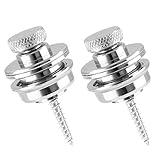LifCratms 2Pcs Guitar Strap Locks, Silver Metal Flat Round Head Straplocks, Buttons Security Quick Release Heavy Duty Strap lock Set with Silica Gel Blocks for Electric Acoustic Guitar Bass