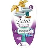 BIC Soleil Sensitive Advanced Women's Disposable Razors With 360 Degree Moisture Strips For Enhanced Glide, Shaving Razors With 5 Blades, 2 Count, Great Stocking Stuffer for Her