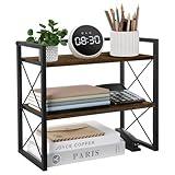 YINMIT Desktop Shelf Organizer, 2 Tier Office Shelves, Wood Desk Organizer Storage Rack and Freestanding Display Shelf for Office, Dormitory, Home