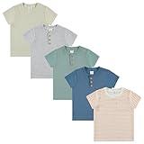 Cudlie 5-Pack Toddler/Baby Boy Short Sleeve Shirts - Premium Quality T-Shirt Tops for Lightweight Comfort and Style.Multipack Infants and Childrens Essentials.