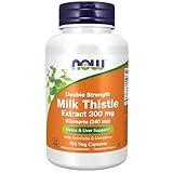 NOW Foods Supplements, Silymarin Milk Thistle Extract 300 mg with Artichoke and Dandelion, Double Strength, Supports Liver Function*, 100 Veg Capsules