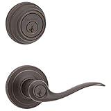 Kwikset 991 Tustin Entry Lever and Single Cylinder Deadbolt Combo Pack featuring SmartKey in Venetian Bronze (99910-041)