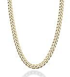 Miabella Solid 18K Gold Over 925 Sterling Silver Italian 5mm Diamond-Cut Cuban Link Curb Chain Necklace for Women Men, Made in Italy (24 Inches)