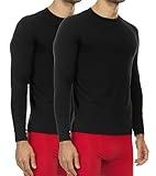 Thermajohn Thermal Shirts for Men Long Sleeve Thermal Compression Shirts for Men Base Layer Cold Weather (2 Pack, Black, Large)