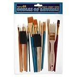 Oodles of Brushes Economical Art Brush Set of 25 - Balanced Assortment of Economical Brushes for Art, Craft, Hobby and Home