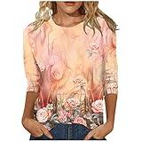 Flowy Tops for Women Tops Women Cute Basic Tops Elderly Women Clothing Plus Size Tunics Pink Womens Blouses and Tops Dressy 3XL Fashion