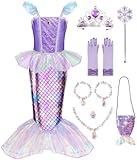 Meland Mermaid Dress for Girls - Little Mermaid Costume for Girls with Bag Princess Dresses for Girl 3-8 Birthday Gift