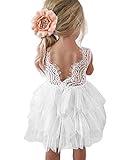 Topmaker Flower Girl Dress for Toddler Baby Girls – Lace Tulle Princess Dress for Wedding, Birthday Party, Photoshoot, Formal Events,Special Occasion (6Y, White)