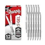 Sharpie S-Gel , Drawing, Ink Pens For Journaling, Writing, Coloring, Medium Point (0.7Mm), Pearl White Body, Black Ink Gel-Pen, 12 Count