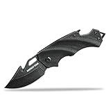 Mossy Oak Mini Folding Pocket Knife, 2.5-inch Stainless Steel Drop Point Blade - G10 Handle EDC Multifunction Tool with Bottle Opener and Glass Breaker (Black), Good Merry Christmas Gift