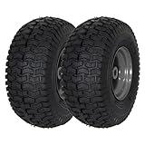 MARASTAR 21446-2PK 15x6.00-6 Tire and Wheel Assembly, Pneumatic Replacement Lawn Mower Front Tires Compatible with Craftsman Riding Lawn Mowers, 2 Pack, Easy Install Assembly
