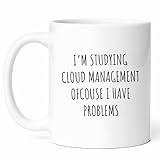 Studying Cloud Management Mug - Virtual Solutions Coffee Cup - Funny Gift For It Managers - Scalable Resources Novelty Drinkware - 11oz Ceramic Mug For Tech Efficiency