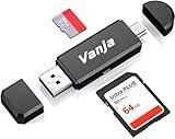 Vanja SD Card Reader, Micro USB to Micro SD Card Reader Adapter, Memory Card Reader for Android/PC/Laptop/Camera, Support TF/SDXC/SDHC/MMC/UHS-I Cards OTG Plug & Play