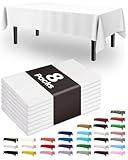 Pureegg Plastic Table Cloth Disposable 8 Pack, 54 x 108 Inch Table Cloths, Party, Picnic, Wedding, Decorative Tablecloths, Rectangle, White Plastic Cover, Leakproof & Sturdy, White