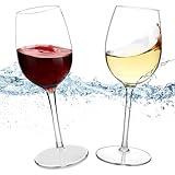 MICHLEY Floating Wine Glasses for Pool Unbreakable Tritan Plastic Red Wine Glasses with Stem Poolside Floating Cups 12.5 OZ, Dishwasher Safe, Set of 2