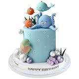 17 PCS Under the Sea Cake Decorations Ocean Animals Cake Topper with Cake Balls Decorations for Under the Sea Theme Boys Girls Baby Shower Birthday Party Supplies