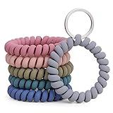 6PCS Stretchable Wristband Wristlet Keychain Wrist Key Chain Wristlet,Spring Flexible Spiral Wrist Coil ​Wrist Key Holder Key Ring for Sauna Gym Pool ID Badge and Outdoor Sports