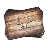 Pimpernel Lodge Placemats - Set of 4 Cork-Backed Table Mats Featuring Rustic Design, Ideal for Dining Rooms, Kitchen Tables, & Outdoor Settings, Easy to Clean & Maintain - Heat & Stain Resistant