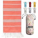 BAY LAUREL Turkish Beach Towel with Travel Bag 39 x 71 Quick Dry Sand Free Lightweight Large Oversized Towels Light