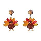 ROSTIVO Thanksgiving Earrings for Women Cute Lightweight Acrylic Turkey Earrings