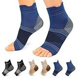 Plantar Fasciitis Sock (6 Pairs) for Men and Women, Compression Foot Sleeves with Arch and Ankle Support (Black, Nude, Navy, Medium)