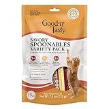 Good ‘n’ Tasty Savory Spoonables Variety Pack, 15 Count Tube, Triple Flavor Squeezable Lickable Wet Treats for Cats with Built-in Spoon for Less Mess