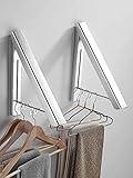 MISSMIN 2 Pack Retractable Clothes Rack - Wall Mounted Folding Clothes Hanger Drying Rack for Laundry Room Closet Storage Organization, (Silver)