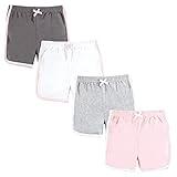 Hudson Baby Unisex Baby and Toddler Shorts Bottoms 4-Pack, Pink White, 0-3 Months