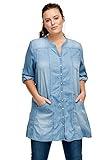 Ellos Women's Plus Size Snap Front Denim Tunic - L, Bleach