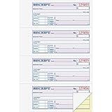 Adams Money and Rent Receipt Book, 2-Part, Carbonless, White/Canary, 7-5/8" x 10-7/8", Bound Wraparound Cover, 200 Sets per Book, 4 Receipts per Page (DC1182)