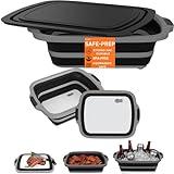 Collapsible BBQ Prep Tub XL with Locking Lid & Cutting Board - Pro-Grade Silicone Grill Station for Brisket, Ribs, Meal Prep - Space-Saving Portable Container for Camping, Tailgating & Outdoor Cooking