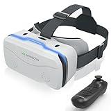 VR Headset for Smartphones 4.7-7 Inch with Bluetooth Controller,Aspheric HD Lens, Adjustable Focus & IPD,Ventilated Design