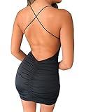 Women's Club & Night Out Sexy Dresses Spaghetti Straps Backless Bodycon Mini Dress (4-6,US)