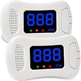 2 Packs Carbon Monoxide Detectors,CO Alarm Detector Monitor Battery Operated with PPM Value Display,Carbon Monoxide Alarm with Sound &Light Warning,Accurate & Easy to Read,for Home Kitchen Office