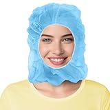 AMZ Medical Supply Blue Disposable Hood Caps, One Size. Pack of 100 Polypropylene Disposable Hoods with Elastic Edge. Breathable Full Face Hair Net. Protective Caps Hoods Hairnets