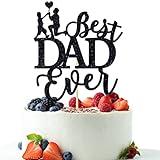 Best Dad Ever Cake Topper, World's Best Daddy, Father's Birthday Cake Decor, Happy Father's Day Party Decorations (Black Glitter)