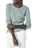 Amazon Essentials Women's Lightweight Long-Sleeve Cable Crewneck Sweater (Available in Plus Size), Sage Green Heather, X-Small