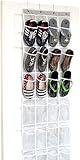 Simple Houseware 24 Pockets - Crystal Clear Over The Door Hanging Shoe Organizer, Gray (64'' x 19'')