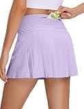 CRZ YOGA Womens Pleated Tennis Skirts with Pockets High Waisted Athletic Golf Skorts for Women Soft Breathable Cute Lilac Medium