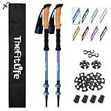 TheFitLife Trekking Poles for Hiking and Walking - Lightweight 7075 Aluminum with Metal Flip Lock and Natural Cork Grip, Walking Sticks for Men, Women, Collapsible, Telescopic, Camping Gear