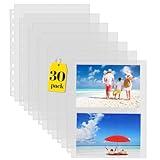 Sooez 30 Pack Heavy Duty Photos or Postcards Page Protectors, Plastic Clear Photo Holder Sleeves for 3 Ring Binder, Two 5'' x 7'' Pockets Per Page, Top Loading Perfect for Checking & Organizing