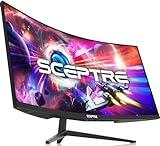 Sceptre 34-Inch Curved Ultrawide WQHD Monitor 3440 x 1440 R1500 up to 165Hz DisplayPort x2 99% sRGB 1ms Picture by Picture, Machine Black 2023 (C345B-QUT168)