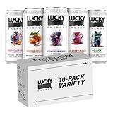 Lucky Energy Sugar Free Energy Drinks 16 Fl Oz Cans (Pack of 10) Healthy Energy Drink Variety Pack with Maca, Ginseng, Taurine, Beta-Alanine, 200mg Caffeine (Packaging may vary).