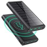 5 in 1 Wireless Portable Charger Power Bank,36800mAh 5 Output Dual QC4.0 25W PD USB C Battery Pack,15W Wireless Fast Charging,IP65 Solar Charger Compatible with iPhone14,13,12 Series,Samsung,iPad etc
