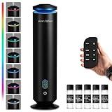 Waterless Scent Diffuser Starter Kit - 1500 Sq Ft Coverage, Scent Diffuser for Home, Hotel, Studio, Essential Oil Diffuser Large Room, 7 Mood Lights Setting, 5 Essential Oils Included, Black, 11.50In